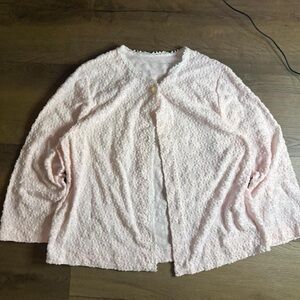 Vintage Pink Textured Women's Sweater with lace detail